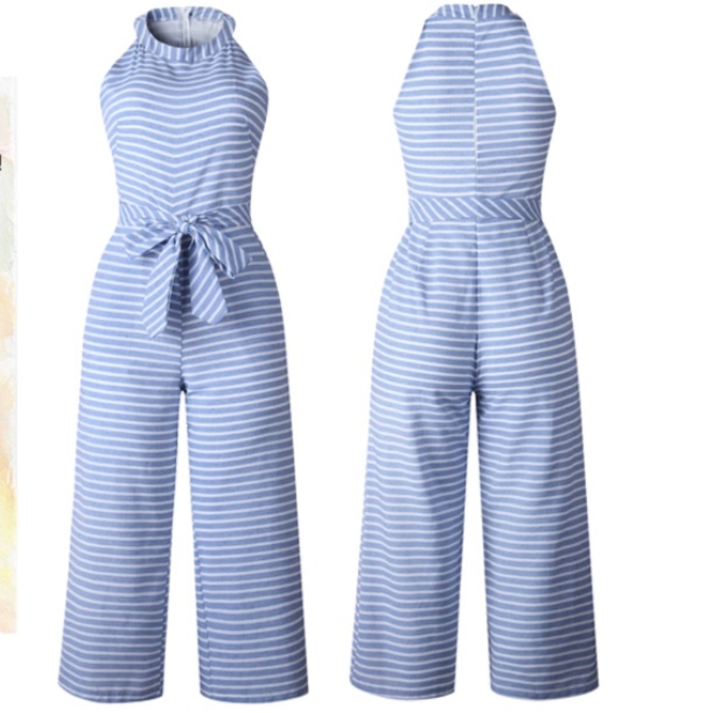 🏆Sleeveless Pink Striped Jumpsuit - Picture 5 of 6